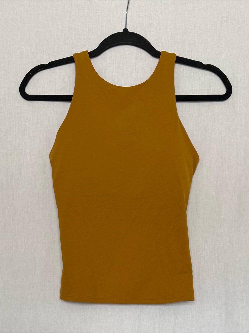 Athleta Women's Racerback Built-In Bra Stretch Tank Top Mustard Scoop Neck S
